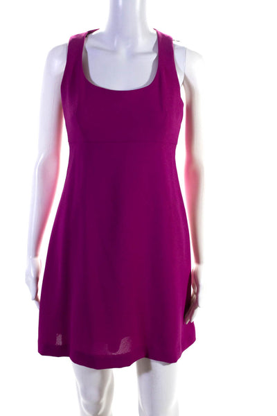 Nicole Miller Womens Crepe Scoop Neck Sleeveless A-Line Dress Purple Size 4