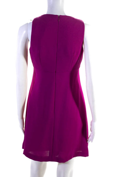 Nicole Miller Womens Crepe Scoop Neck Sleeveless A-Line Dress Purple Size 4