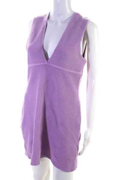 House of Harlow 1960 Women's V-Neck Sleeveless Bodycon Mini Dress Purple Size L