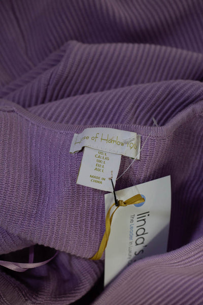 House of Harlow 1960 Women's V-Neck Sleeveless Bodycon Mini Dress Purple Size L