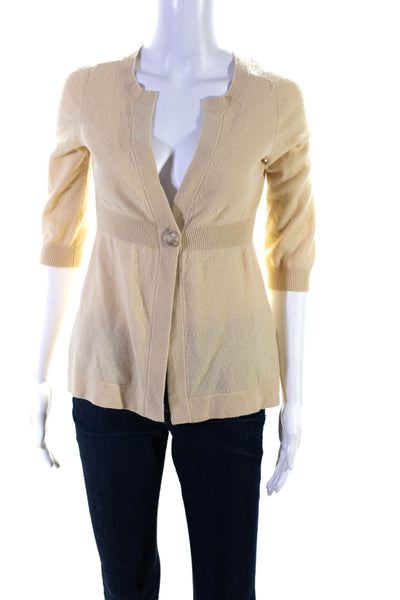 Vince Women's 3/4 Sleeves Cashmere Cardigan Sweater Beige Size XS