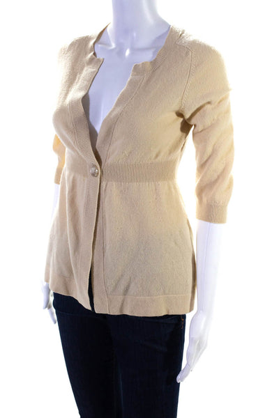 Vince Women's 3/4 Sleeves Cashmere Cardigan Sweater Beige Size XS