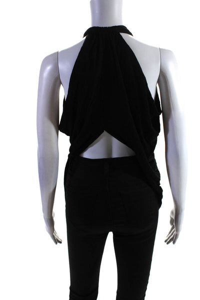 Cut 25 Women's Cowl Neck Sleeveless Blouse Black Size S