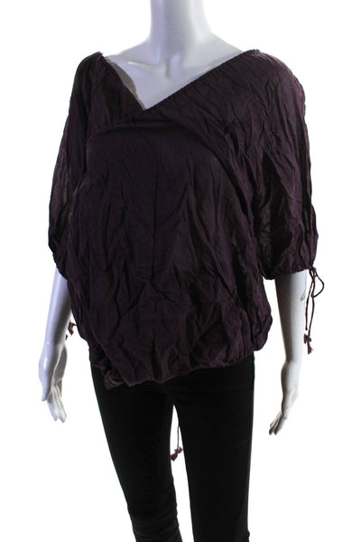 Samantha Treacy Women's Off The Shoulder Short Sleeves Blouse Purple Size S
