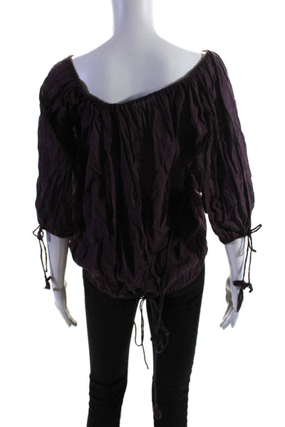 Samantha Treacy Women's Off The Shoulder Short Sleeves Blouse Purple Size S
