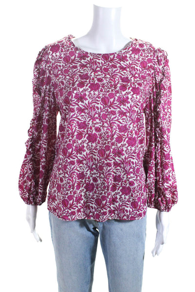 J Crew Women's Round Neck Long Sleeves Floral Blouse Size M