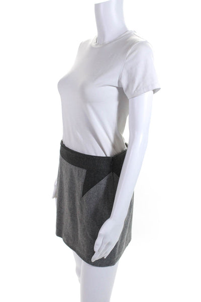 Givenchy Womens Side Zip Mini Pencil Skirt Gray Wool Size FR 38