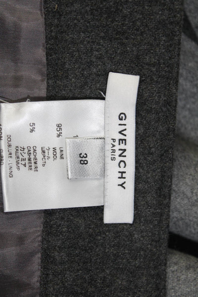 Givenchy Womens Side Zip Mini Pencil Skirt Gray Wool Size FR 38