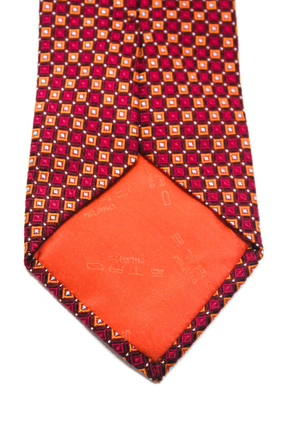 Etro Womens Classic Width Geometric Printed Silk Tie Red Orange Blue