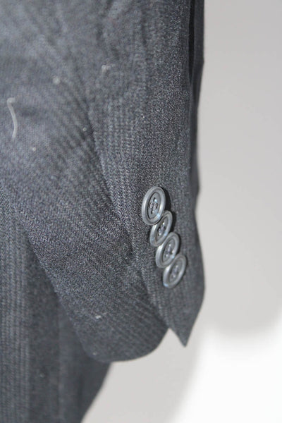 Stafford Mens Wool Pinstripe Print Long Sleeve Two Button Blazer Blue Size 42