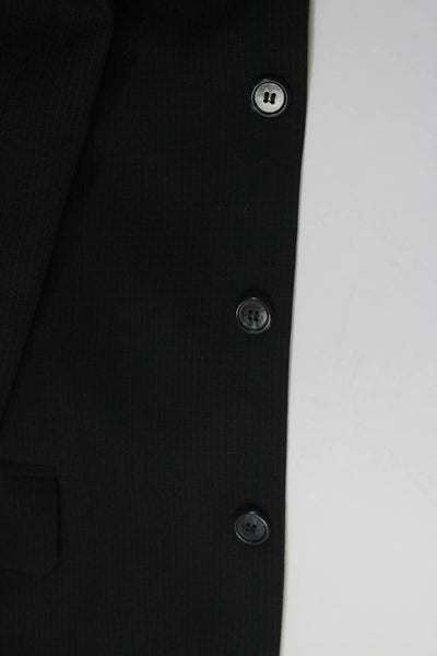 Haggar Mens Mini Windowpane Print Three Button Blazer Jacket Black Size 42 R