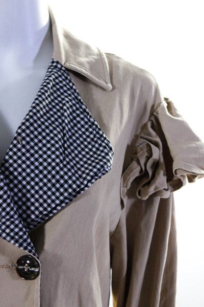 LOST INK Womens Gingham Collared Trench Coat Size 12 11195681