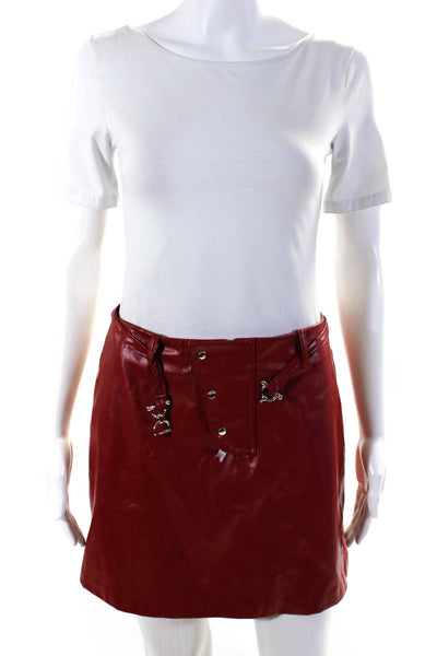 Saunders Collective Womens Red Faux Leather Skirt Size 4 14980088