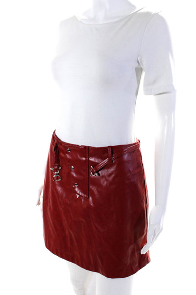 Saunders Collective Womens Red Faux Leather Skirt Size 4 14980088