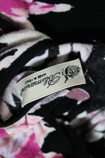 Blumarine Womens Floral Print Scoop Neck Sweater Black Pink Size EUR 40