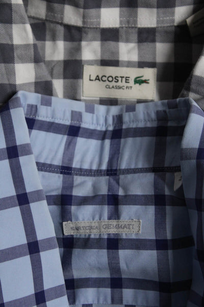Lacoste Sartoria Gemmati Mens Cotton Button Up Shirts Gray Size M 42/16.5 Lot 2
