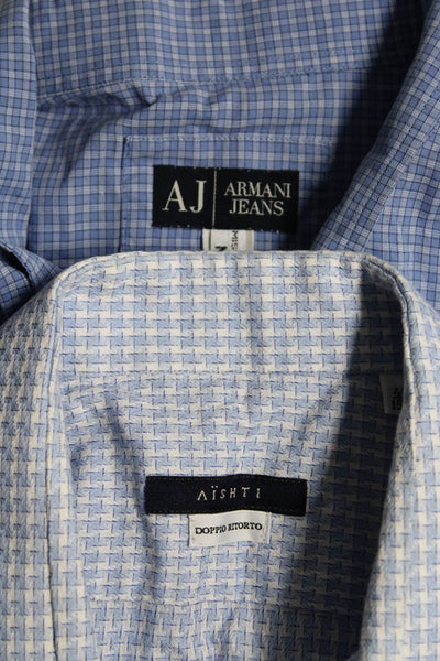 Armani Jeans Ashti Mens Cotton Button Up Shirt Blue Size M 40/15.75 Lot  2