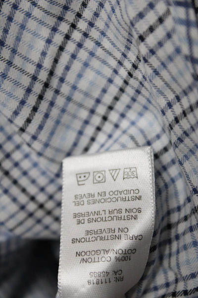 Michael Kors Mens Cotton Grid Print Button Up Shirts Blue Size M L Lot 2