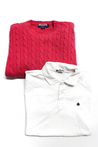 Vineyard Vines Giorgios Mens Sweater Polo Shirt Pink Size Medium Large Lot 2