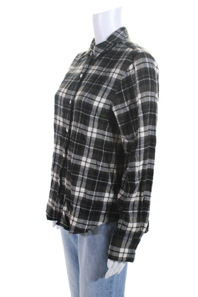 Jenni Kayne Women's Collar Long Sleeves Button Down Plaid Shirt Size S