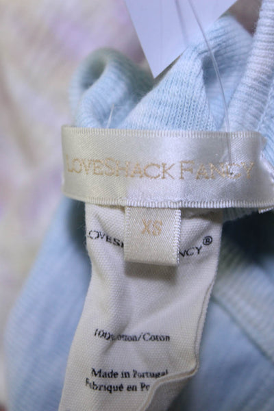 Love Shack Fancy Womens Tie Dye 1/2 Button Up Top T-Shirt Multicolor Size XS
