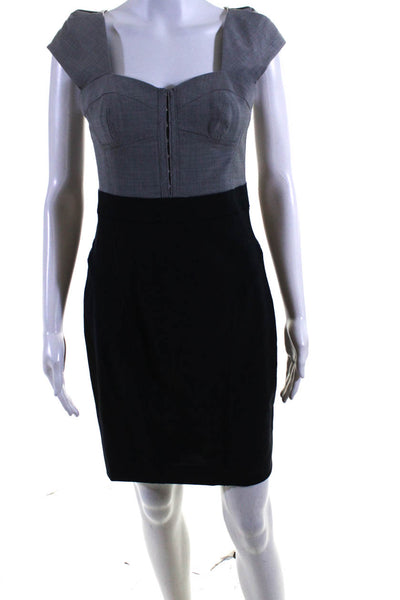 Rebecca Taylor Womens Colorblock Sweetheart Pencil Dress Navy Blue Gray Size 2