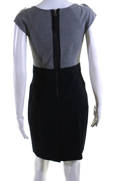 Rebecca Taylor Womens Colorblock Sweetheart Pencil Dress Navy Blue Gray Size 2