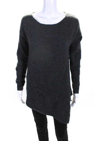 One Grey Day Womens Cashmere Knit Zipper Detail Sweater Top Gray Size XS
