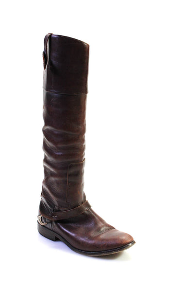Golden Goose Womens Slip On Block Heel Knee High Boots Brown Leather Size 36