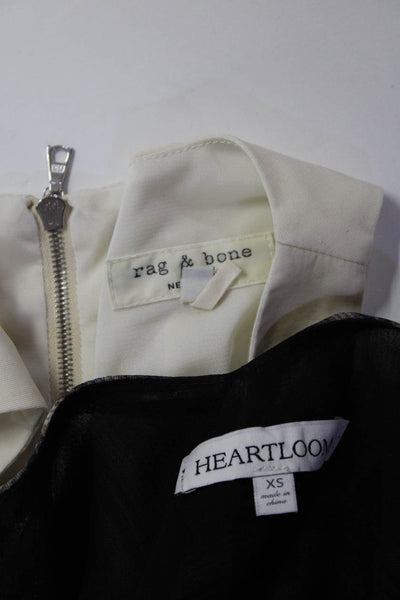 Rag & Bone Heartloom Womens Lace Trim Plaid Tank Tops White Black Size XS Lot 2