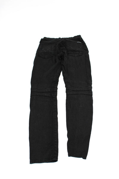 Hudson Womens Zipper Fly Ribbed Trim Mid Rise Ankle Jeans Black Size 23