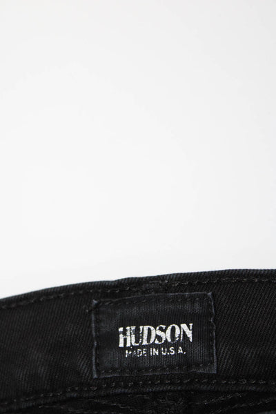 Hudson Womens Zipper Fly Ribbed Trim Mid Rise Ankle Jeans Black Size 23