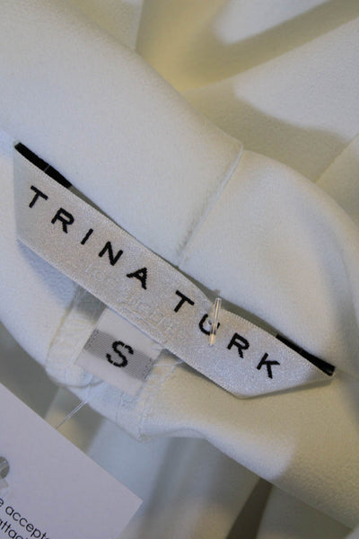 Trina Turk Women's Square Neck Sleeveless Blouse White Size S