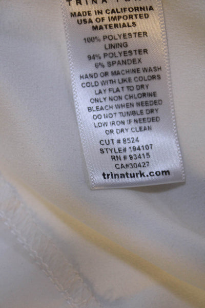 Trina Turk Women's Square Neck Sleeveless Blouse White Size S