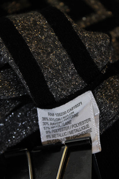 Joie Women's Round Neck Long Sleeves Chevron Print Sweater Black Size M