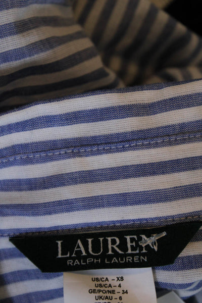 Lauren Ralph Lauren Women's Collar Long Sleeves Button Up Stripe Shirt Size XS
