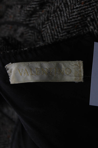 Valentino Womens Vintage Herringbone Tweed Midi Sheath Dress Brown Size 6