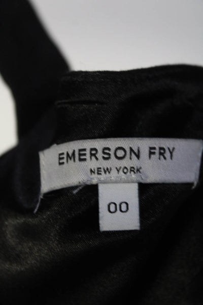 Emerson Fry Womens Linen Sleeveless Belted Skinny Leg Jumpsuit Black Size 00