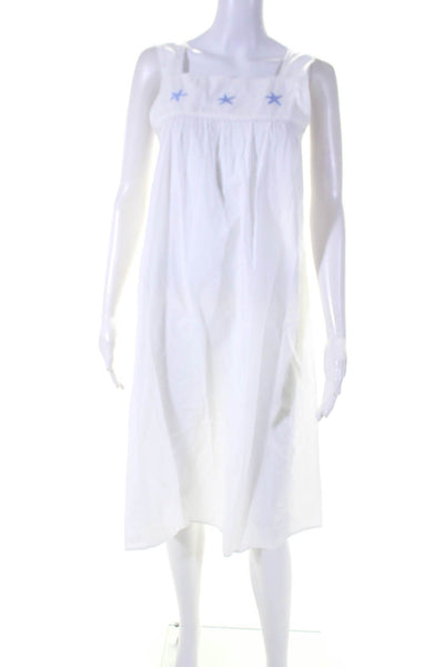 Jacaranda Women's Cotton Square Neck Embroidered Night Gown White Size S