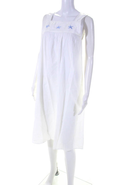 Jacaranda Women's Cotton Square Neck Embroidered Night Gown White Size S