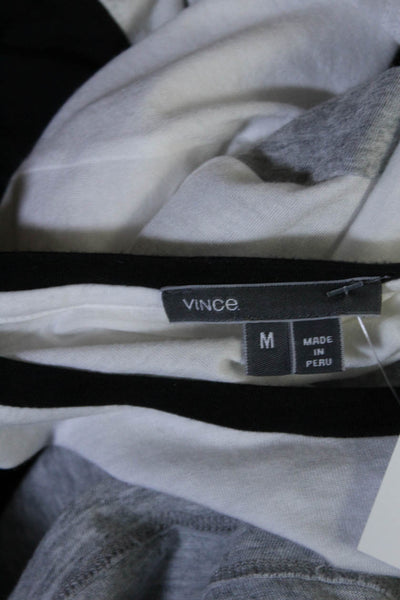 Vince Womens Gray Color Block Cotton Crew Neck Short Sleeve Blouse Top Size M