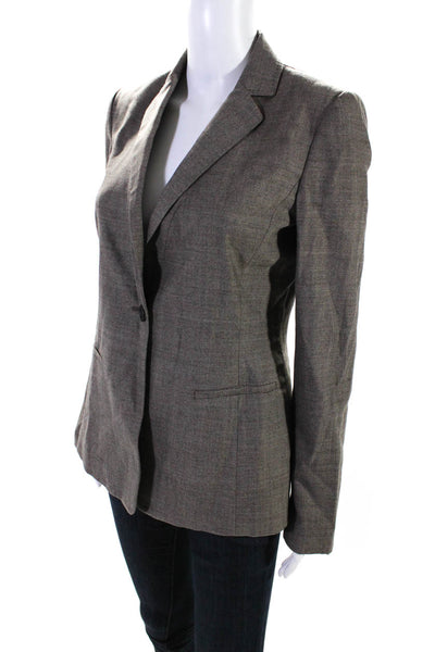 Elie Tahari Womens Brown Wool One Button Long Sleeve Blazer Jacket Size 4