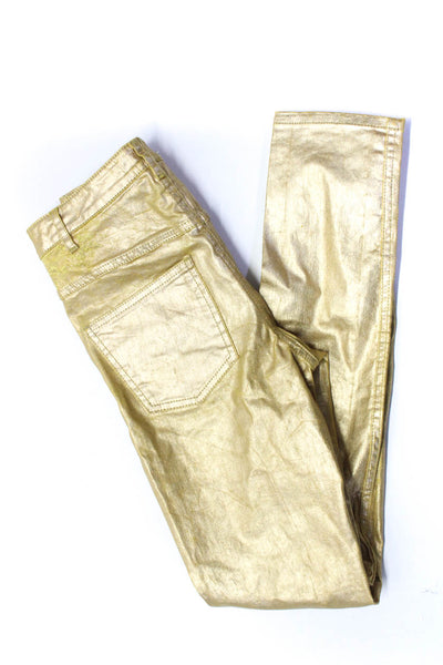 Isabel Marant Etoile Women's Midrise Five Pockets Skinny Pant Gold Size 26