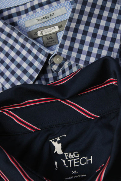 F&G Tech Johnston & Murphy Mens Striped Polo Shirts Blue Red Size XL XXL Lot 2