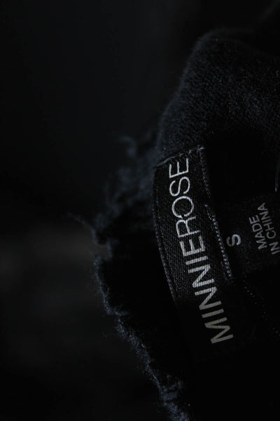 Minnie Rose Womens Black Cotton Distress Sleeveless Vest Sweater Top Size S