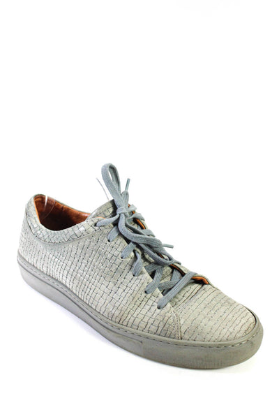 Aquatalia Mens Woven Leather Low Top Lace Up Sneakers Gray Size 10