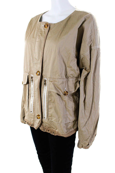 Badgley Mischka Womens Khaki Drawstring Jacket Size 20 11009240