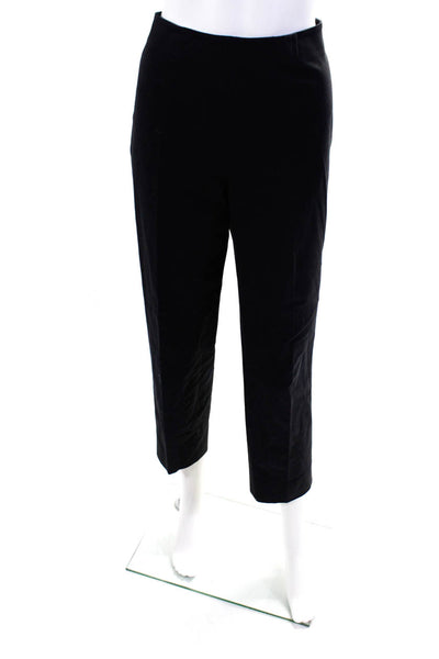 Piazza Sempione Women's High Rise Pleated Front Straight Leg Pants Black Size 46