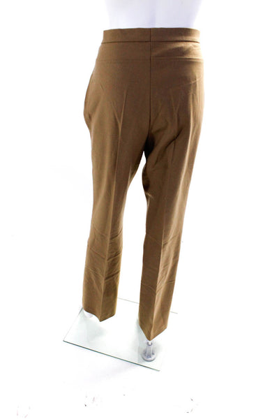 Akris Punto Women's Wool Mid Rise Straight Leg Trouser Pants Brown Size 12