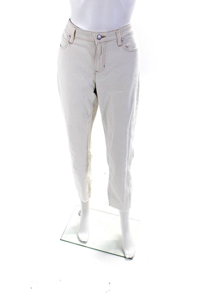 Eileen Fisher Women's Mid Rise Raw Hem Straight Leg Jeans White Size 10
